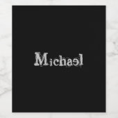 Modern minimalistic monogram name black white wijn etiket (Enkel label)