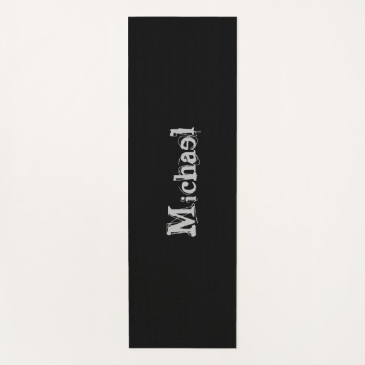 Modern minimalistic monogram name black white yogamat (Voorkant)