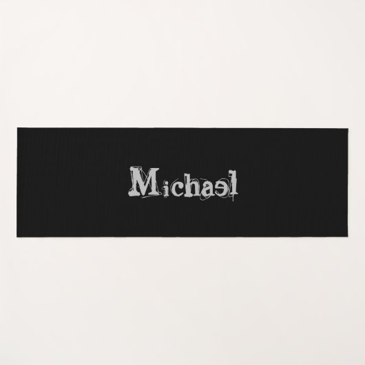 Modern minimalistic monogram name black white yogamat (Voorkant (horizontaal))
