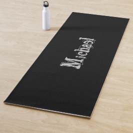 Modern minimalistic monogram name black white yogamat