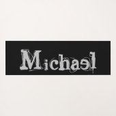 Modern minimalistic monogram name black white yogamat (Achterkant (horizontaal))