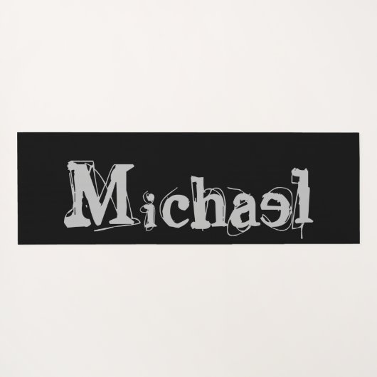 Modern minimalistic monogram name black white yogamat (Achterkant (horizontaal))