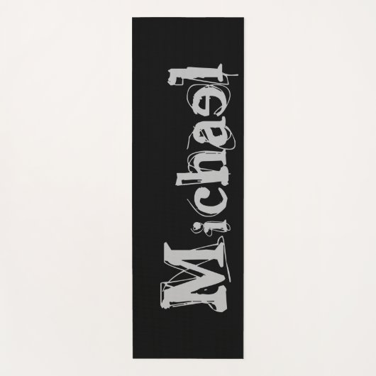 Modern minimalistic monogram name black white yogamat (Voorkant)