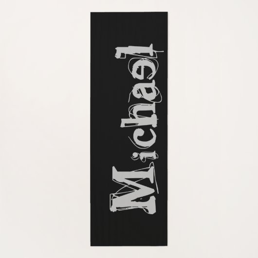 Modern minimalistic monogram name black white yogamat (Achterkant)