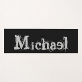 Modern minimalistic monogram name black white yogamat (Voorkant (horizontaal))