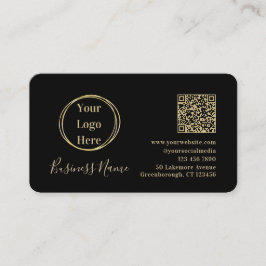 Modern Minimalistic QR Code Black Gold Visitekaartje