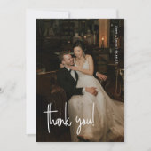 Modern Minimalistic Script Full Photo Wedding Bedankkaart (Voorkant)