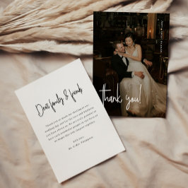 Modern Minimalistic Script Full Photo Wedding Bedankkaart
