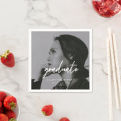 Modern Minimalistic Script Photo Graduation Party Servet (Insitu)