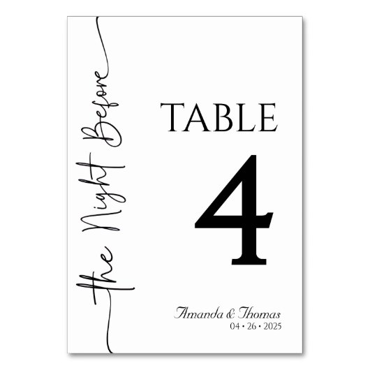 Modern Minimalistic Table Cards Kaart (Achterkant)