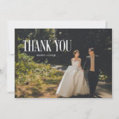 Modern Minimalistic Typography 2-Photo Wedding Bedankkaart (Voorkant)