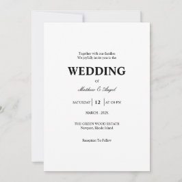 Modern Minimalistic Wedding Invitation Kaart