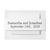 Modern Minimalistic White on Black Wedding  Uitnodigingen Wikkel (Voorkant Voorbeeld)