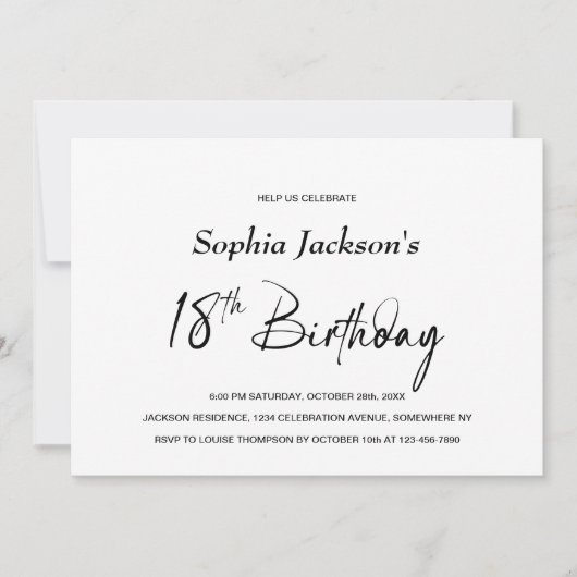 Modern minimalistisch 18e verjaardagsfeest kaart (Voorkant)