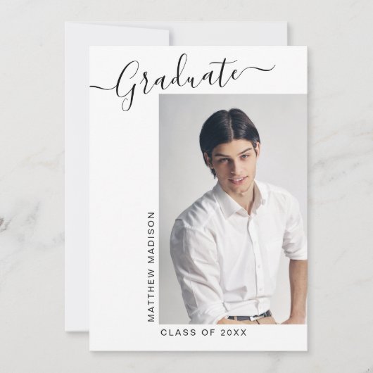 Modern minimalistisch 1-fotoAfstuderen Aankondiging (Voorkant)