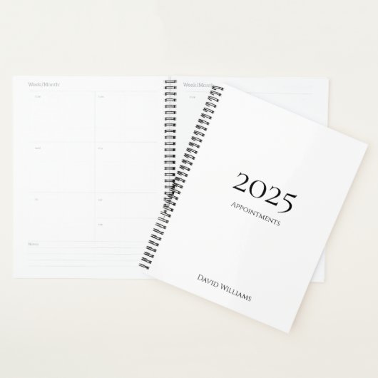 Modern minimalistisch 2024 zwart wit afspraak planner (Display)