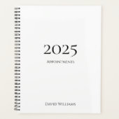 Modern minimalistisch 2024 zwart wit afspraak planner (Voorkant)