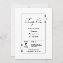 Modern minimalistisch 21e verjaardagsfeestje kaart