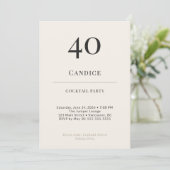 Modern minimalistisch 40e verjaardags cocktailpart kaart (Staand voorkant)