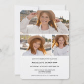 Modern minimalistisch 4-foto script chic Afstudere Kaart (Achterkant)