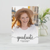 Modern minimalistisch 4-foto script chic Afstudere Kaart (Staand voorkant)