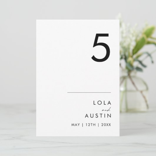 Modern minimalistisch 5x7 tabelnummer (Staand voorkant)