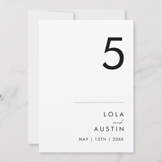 Modern minimalistisch 5x7 tabelnummer (Achterkant)