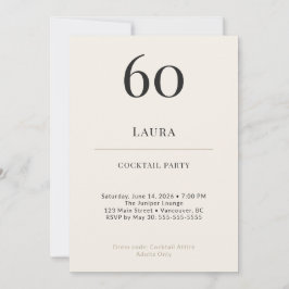 Modern Minimalistisch 60ste Verjaardags Cocktailfe Kaart
