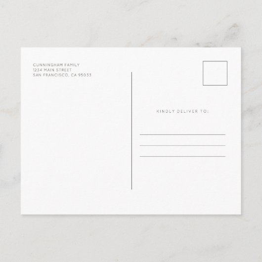 Modern minimalistisch aangepast Afstuderen Aankondigingskaart (Achterkant)