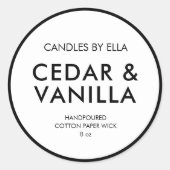 Modern minimalistisch aangepast kaarsenlabel ronde sticker (Voorkant)