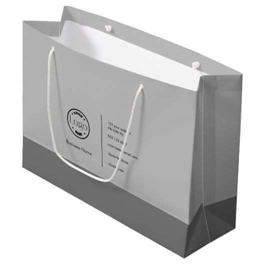 Modern minimalistisch aangepast Logo bedrijf grijs Groot Cadeauzakje (Voorkant Gekanteld)