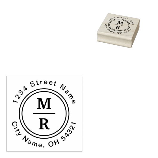 Modern minimalistisch aangepast monogram retouradr rubberstempel (Gestempeld)