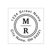 Modern minimalistisch aangepast monogram retouradr rubberstempel (Afrduk)