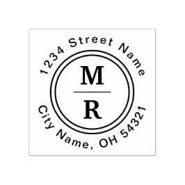 Modern minimalistisch aangepast monogram retouradr rubberstempel