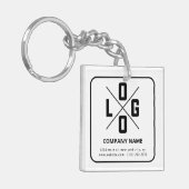 Modern Minimalistisch Aangepast QR Code Logo Sleutelhanger (Voorkant Links)