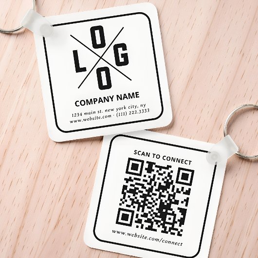 Modern Minimalistisch Aangepast QR-code Logo Sleutelhanger