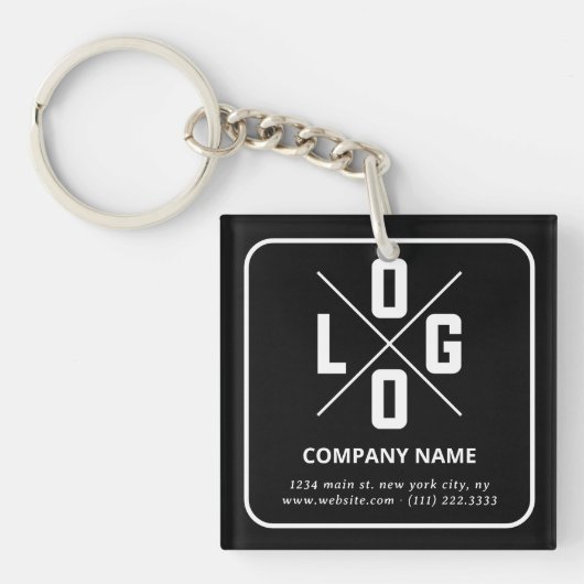 Modern Minimalistisch Aangepast QR-code Logo Sleutelhanger (Voorkant)