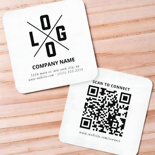 Modern Minimalistisch Aangepast QR Code Logo Vierkante Visitekaartje