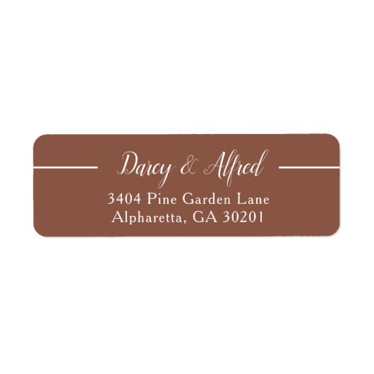 Modern minimalistisch aangepaste bruiloft retour a etiket (Voorkant)