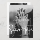 Modern minimalistisch - aangepaste naam en datum save the date (Voorkant / Achterkant)