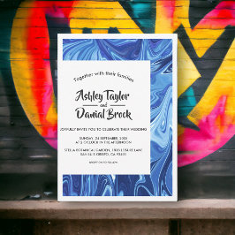 Modern minimalistisch Abstract blauw tekenweddensc Kaart