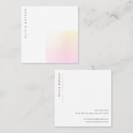 Modern minimalistisch Abstract gradiënt roze vierk Vierkante Visitekaartje (Voorkant / Achterkant)