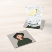 Modern minimalistisch Abstract meisje in Pet Bever Kartonnen Onderzetters (Insitu)