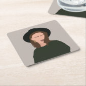 Modern minimalistisch Abstract meisje in Pet Bever Kartonnen Onderzetters (Schuin)