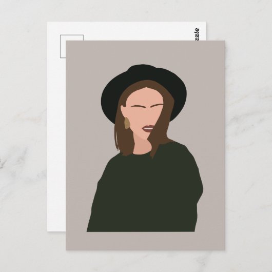 Modern minimalistisch Abstract meisje in Pet Poste Briefkaart (Voorkant / Achterkant)
