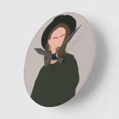 Modern minimalistisch Abstract meisje in Pet Ronde Klok (Hoek)