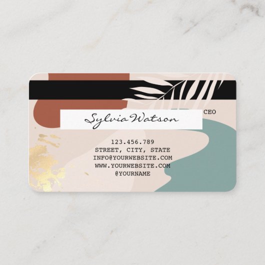 Modern minimalistisch abstract pastel visitekaartje (Achterkant)