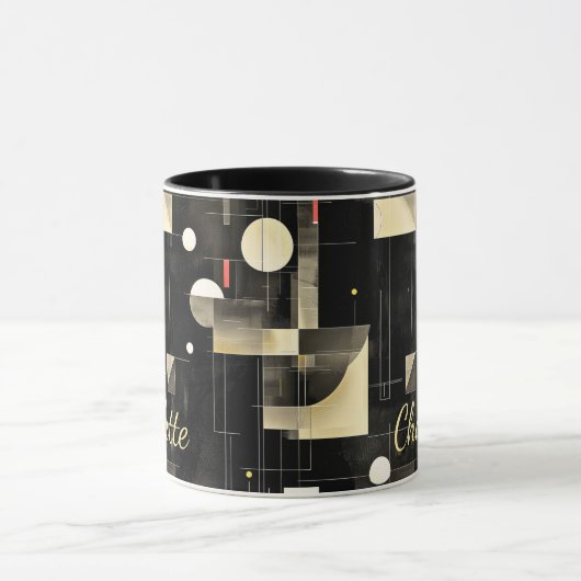 Modern minimalistisch - Abstract zwart en crème op Mok (Midden)