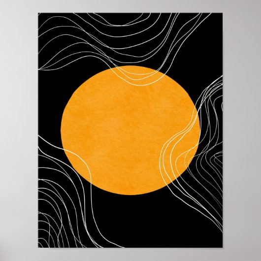 Modern Minimalistisch Abstract zwart-geel Poster (Voorkant)