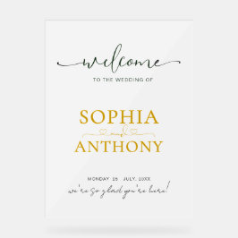 Modern minimalistisch acryl bruiloft welkom teken bord